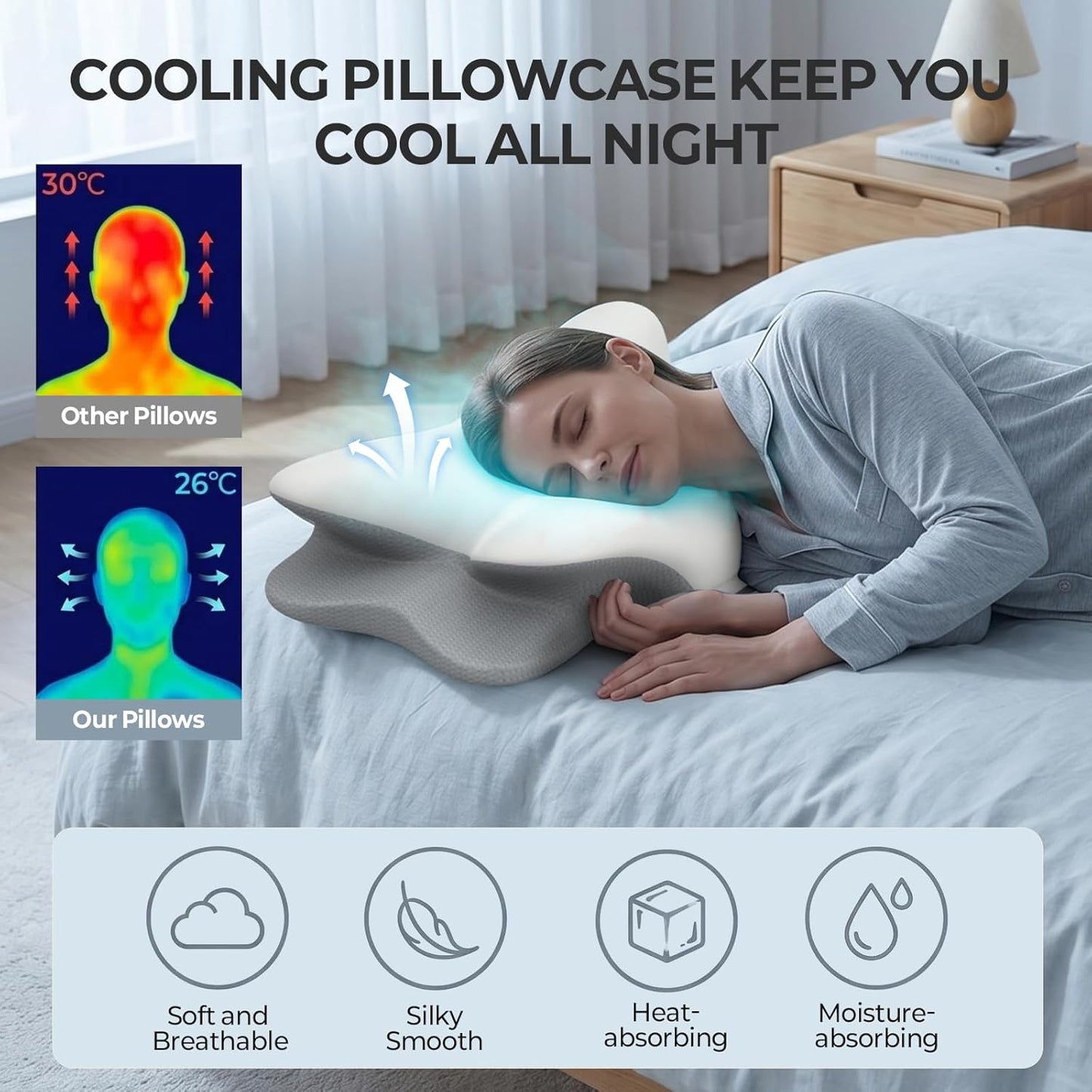Neck Pillow for Pain Relief - Ergonomic Memory Foam Pillow for Sleeping