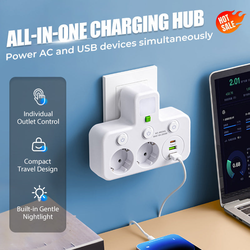 🔌 60% OFF NOW! ⚡ Smart Power Strip with USB – Overload Protection, USB-C Fast Charging & Child Safety