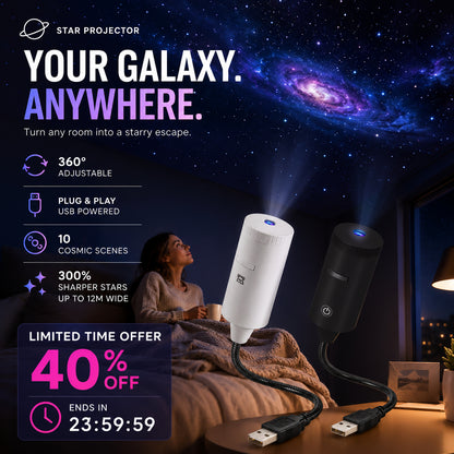 🌌🌙 USB Galaxy Moon Projector Night Light – Rotating Starry Sky, Soothing Sleep Ambience ✨✅