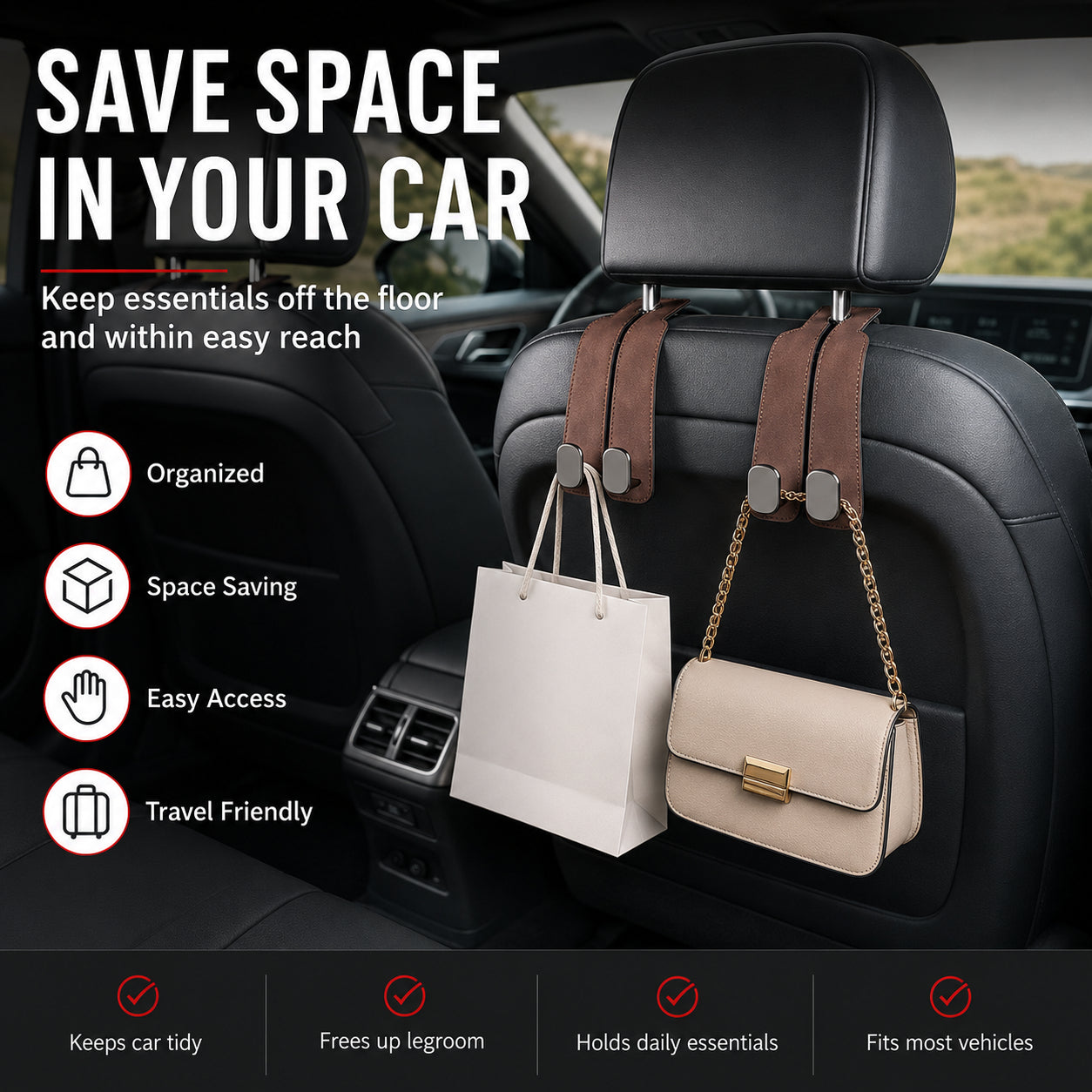 Seat Back Hanger – Perfect for Bags, Coats & More
