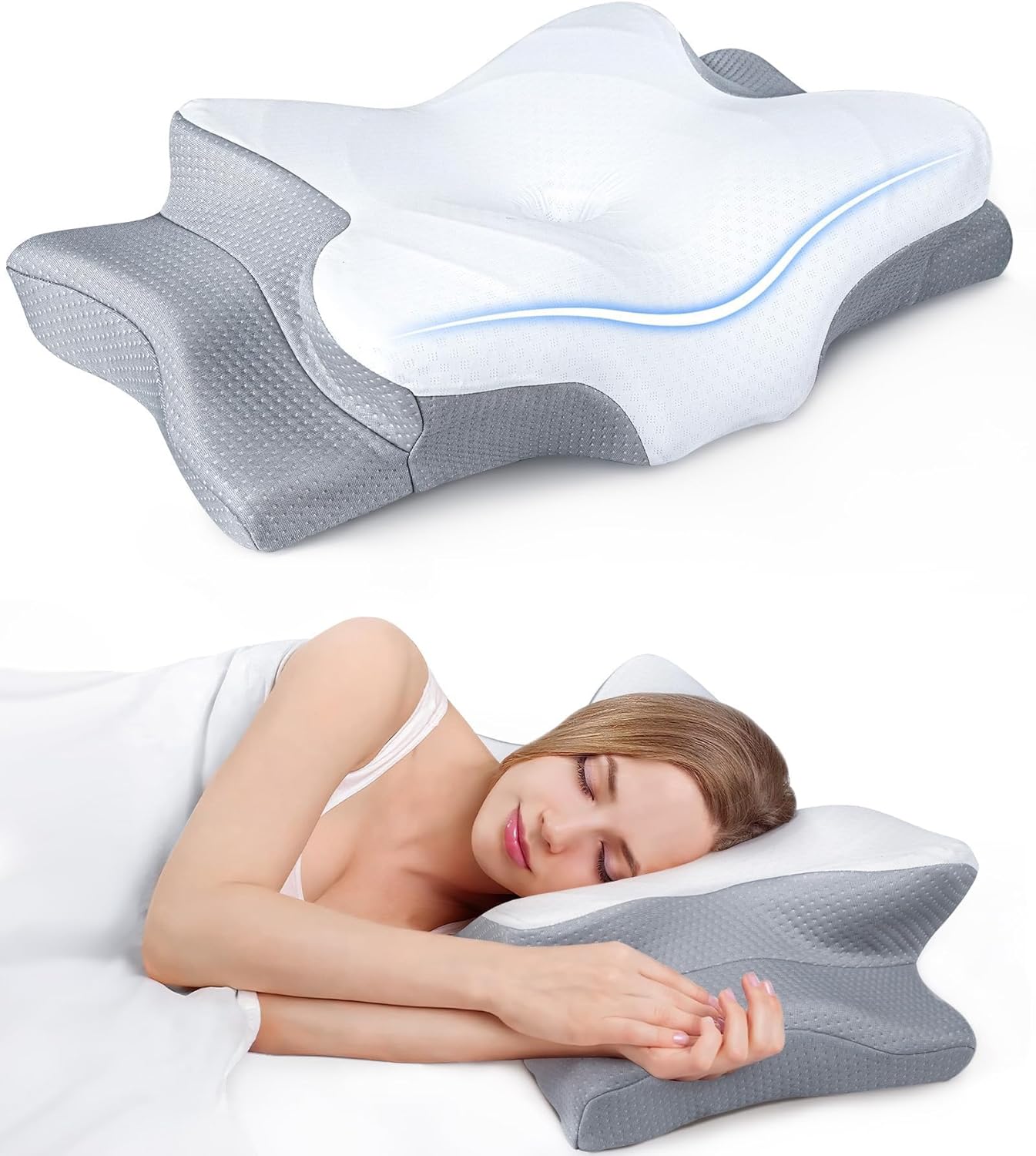 Neck Pillow for Pain Relief - Ergonomic Memory Foam Pillow for Sleeping