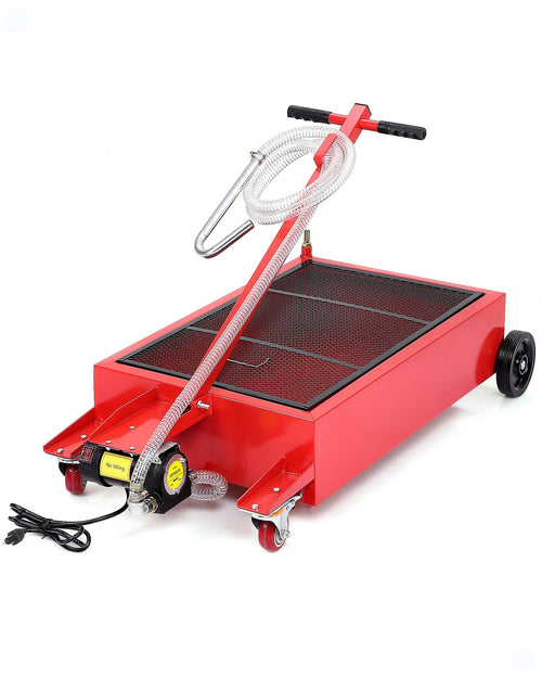 20 Gallon Oil Drain Pan with Electric 110V Pump & 8 Ft Hose, T Folding Handle & Low Profile Oil Drain Cart for Truck Cars SUVs