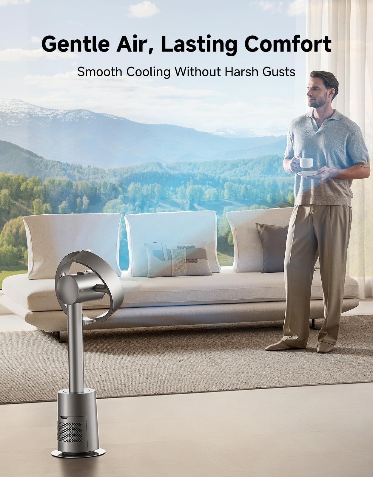 Fantal AeroBreeze Smart Air Circulator: Quietest 3D Oscillating Fan for Whole-Room Cooling & Temperature Control